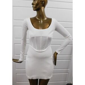 Dion Lee Size 6 White Rib Corset 100% Cotton Women's Dress